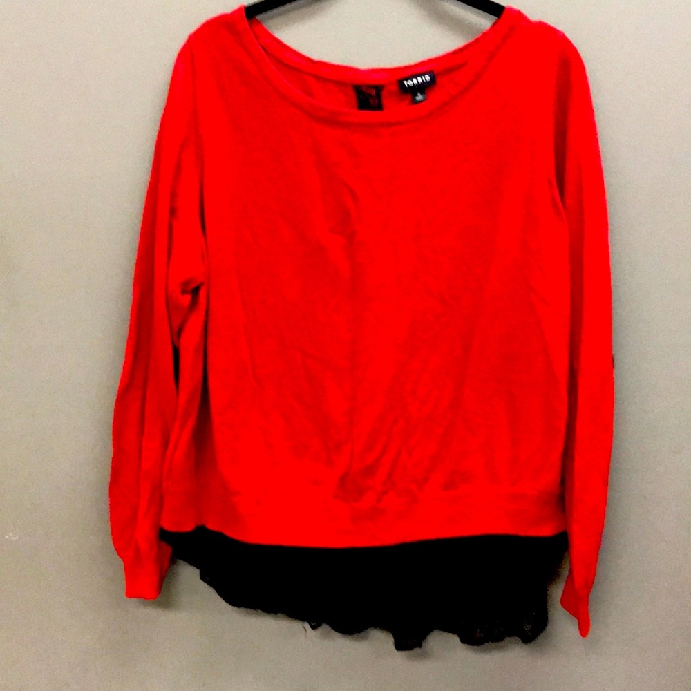 Torrid Sz 2 (18-20) Red & Black Lace Sweater